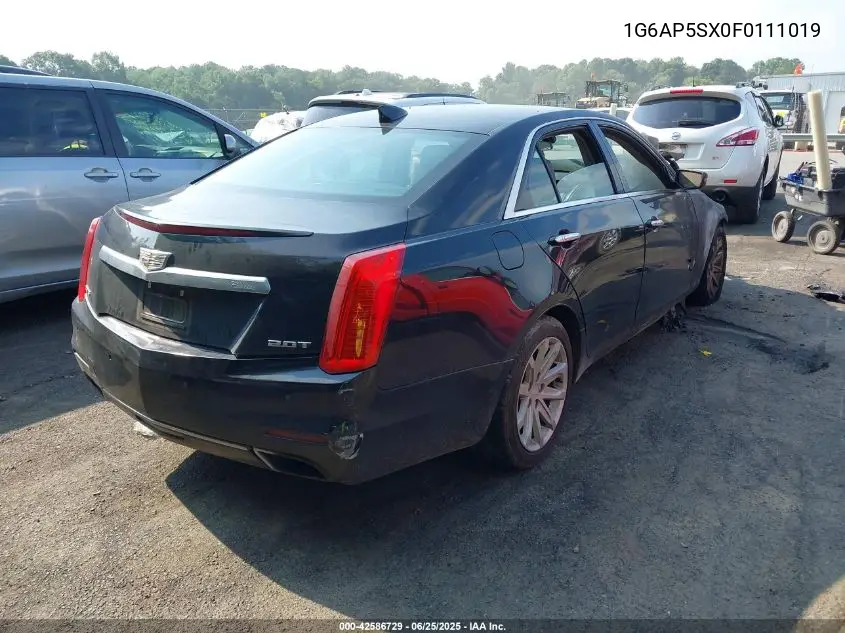 2015 Cadillac Cts Standard VIN: 1G6AP5SX0F0111019 Lot: 42586729