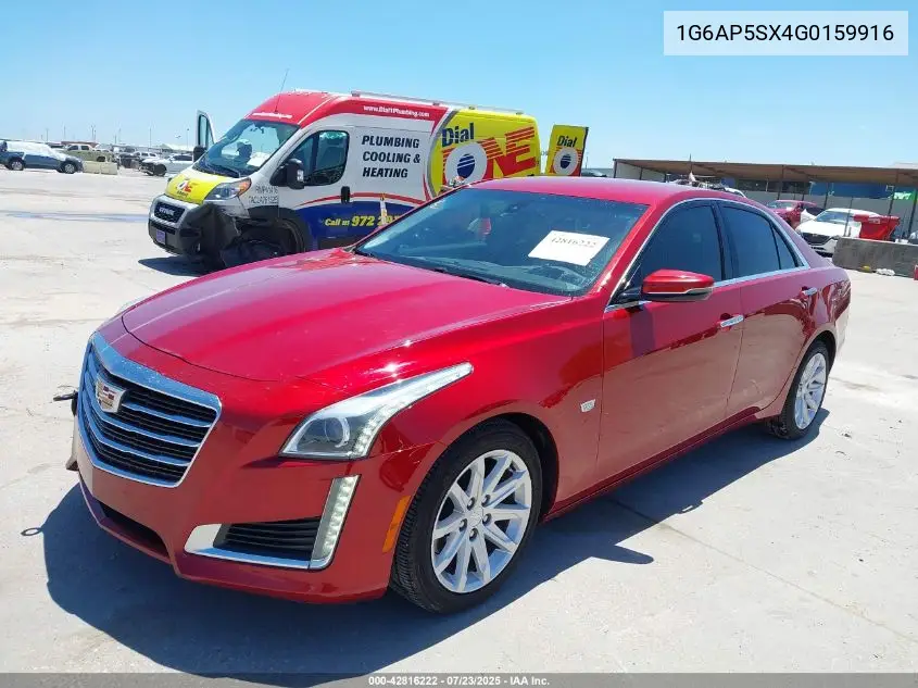 2016 Cadillac Cts Standard VIN: 1G6AP5SX4G0159916 Lot: 42816222