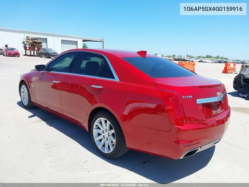 2016 Cadillac Cts Standard VIN: 1G6AP5SX4G0159916 Lot: 42816222