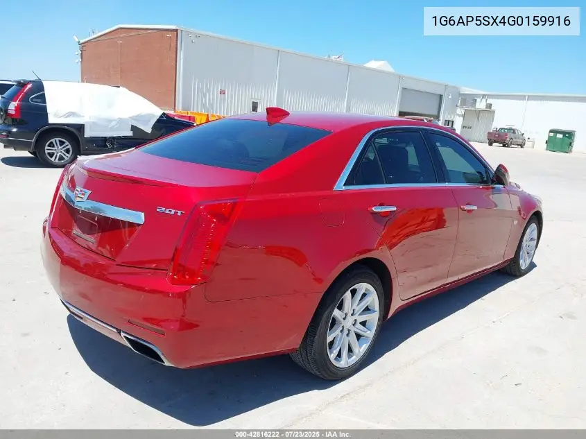 2016 Cadillac Cts Standard VIN: 1G6AP5SX4G0159916 Lot: 42816222