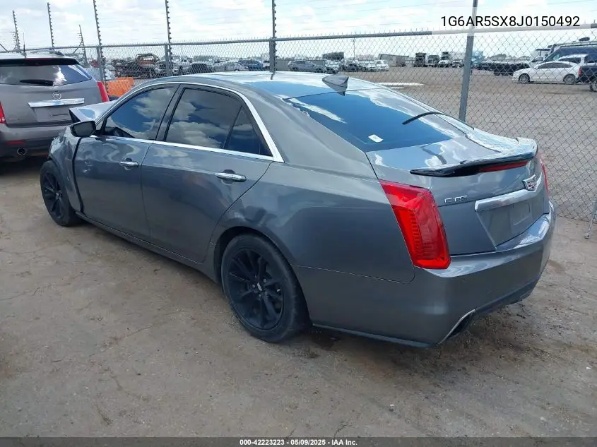 2018 Cadillac Cts Luxury VIN: 1G6AR5SX8J0150492 Lot: 42223223