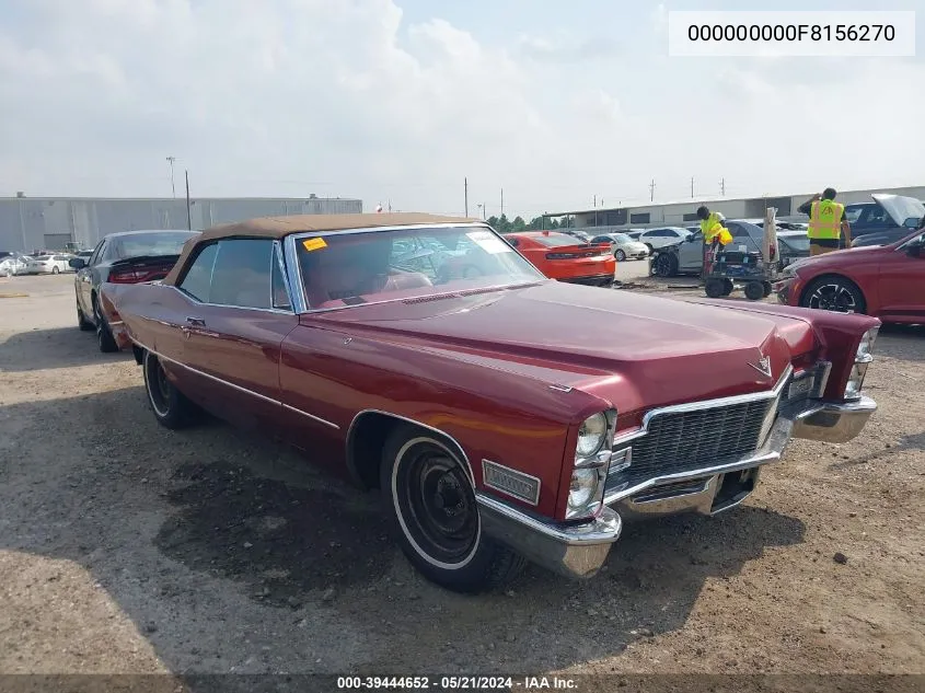 1968 Cadillac Deville VIN: 000000000F8156270 Lot: 39444652