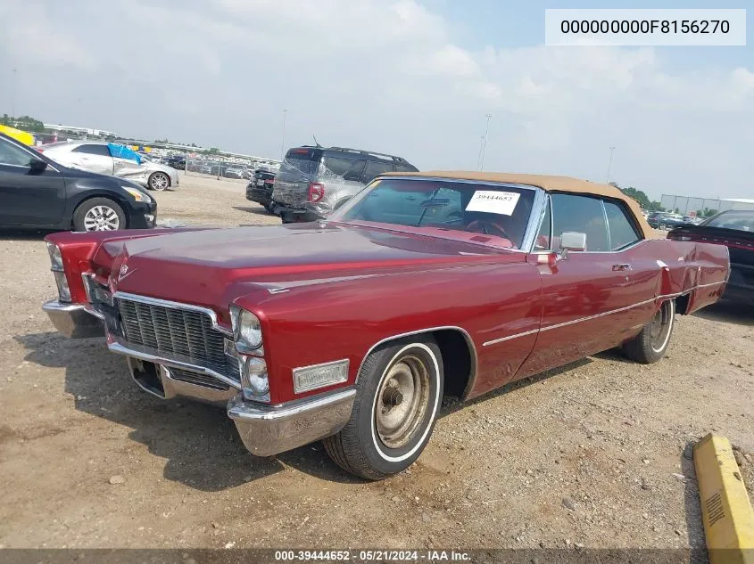 1968 Cadillac Deville VIN: 000000000F8156270 Lot: 39444652