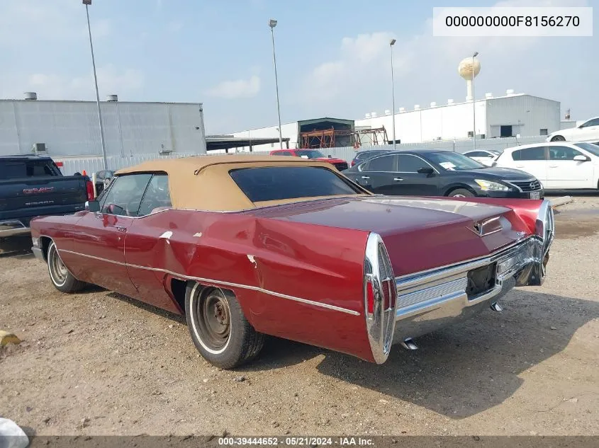 1968 Cadillac Deville VIN: 000000000F8156270 Lot: 39444652