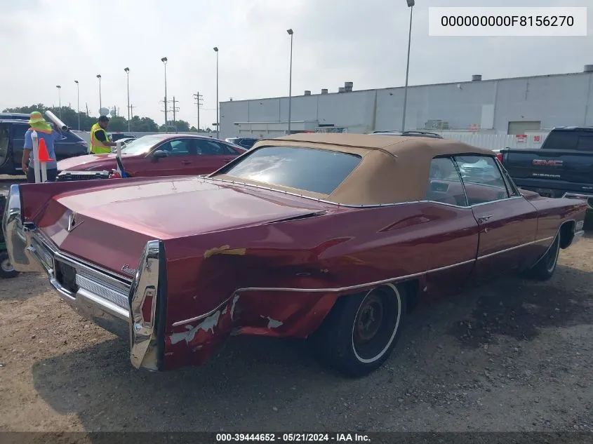 1968 Cadillac Deville VIN: 000000000F8156270 Lot: 39444652