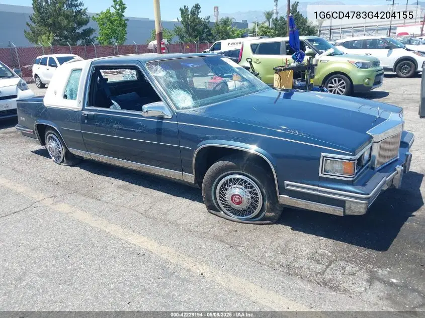 1986 Cadillac Deville Fleetwood VIN: 1G6CD4783G4204155 Lot: 42229194