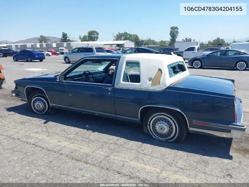 1986 Cadillac Deville Fleetwood VIN: 1G6CD4783G4204155 Lot: 42229194