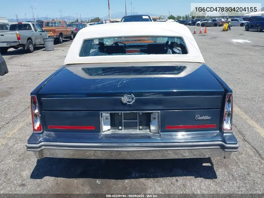 1986 Cadillac Deville Fleetwood VIN: 1G6CD4783G4204155 Lot: 42229194