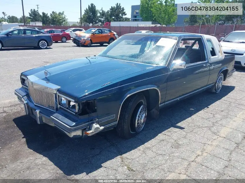 1986 Cadillac Deville Fleetwood VIN: 1G6CD4783G4204155 Lot: 42229194