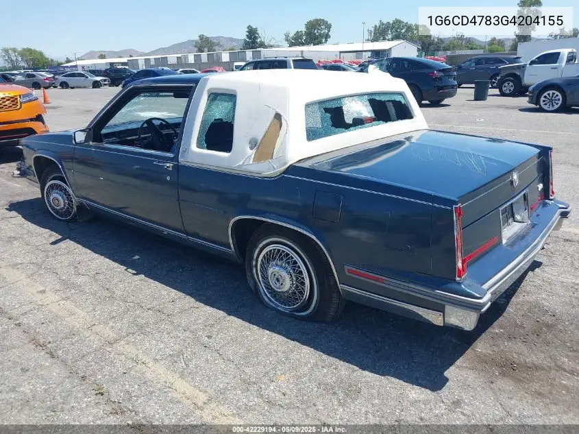 1986 Cadillac Deville Fleetwood VIN: 1G6CD4783G4204155 Lot: 42229194