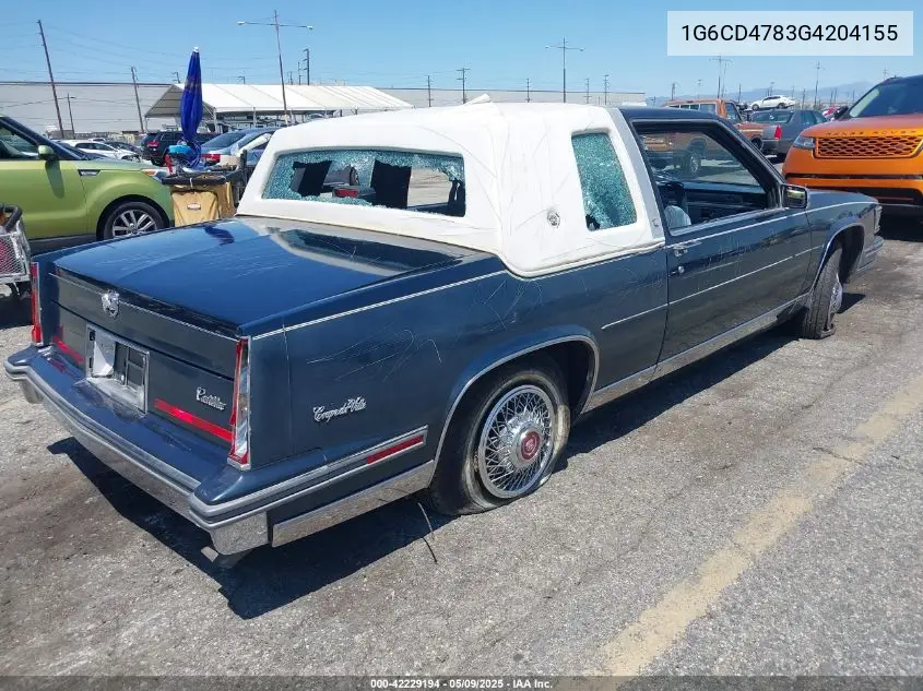 1986 Cadillac Deville Fleetwood VIN: 1G6CD4783G4204155 Lot: 42229194
