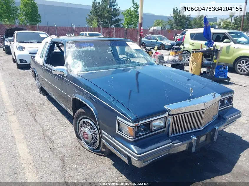 1986 Cadillac Deville Fleetwood VIN: 1G6CD4783G4204155 Lot: 42229194