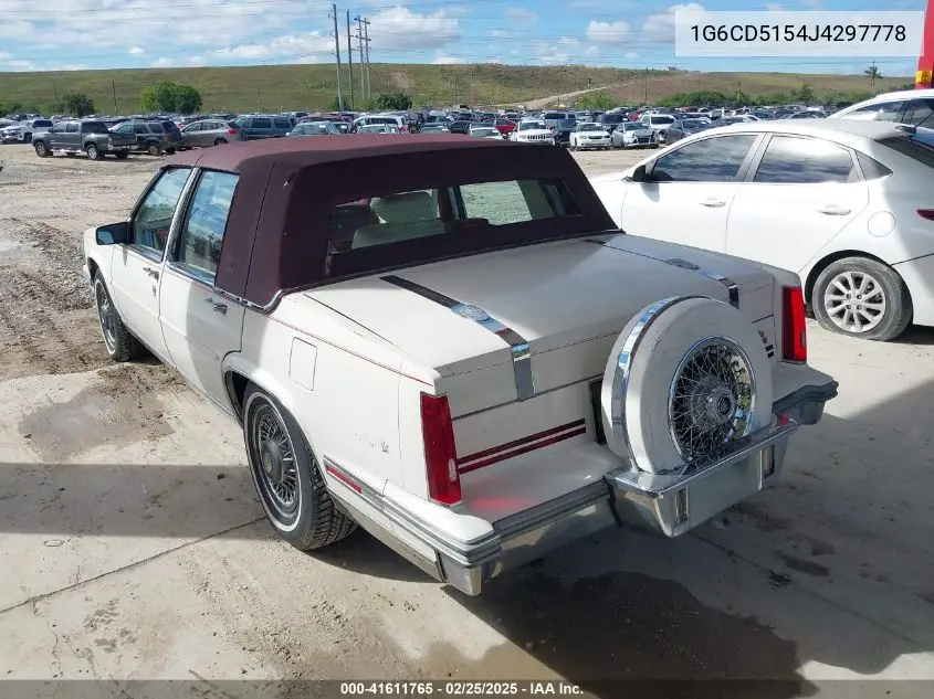 1988 Cadillac Deville VIN: 1G6CD5154J4297778 Lot: 41611765