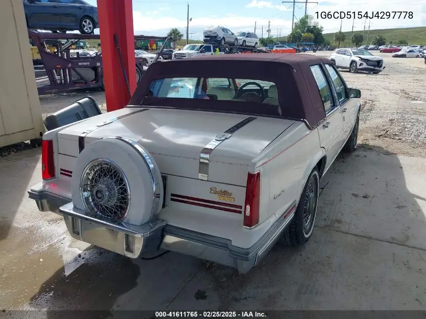 1988 Cadillac Deville VIN: 1G6CD5154J4297778 Lot: 41611765