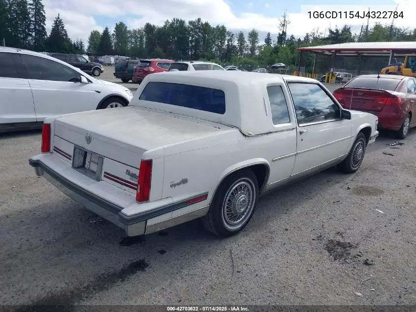 1988 Cadillac Deville VIN: 1G6CD1154J4322784 Lot: 42703622