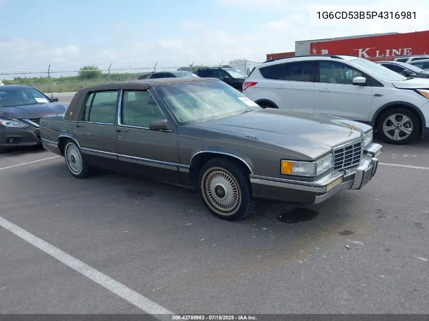 1993 Cadillac Deville VIN: 1G6CD53B5P4316981 Lot: 42780983