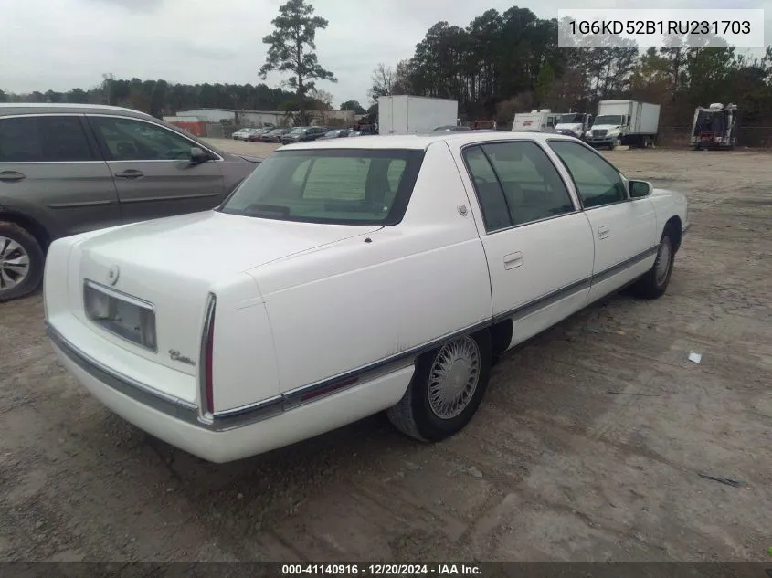 1994 Cadillac Deville VIN: 1G6KD52B1RU231703 Lot: 41140916