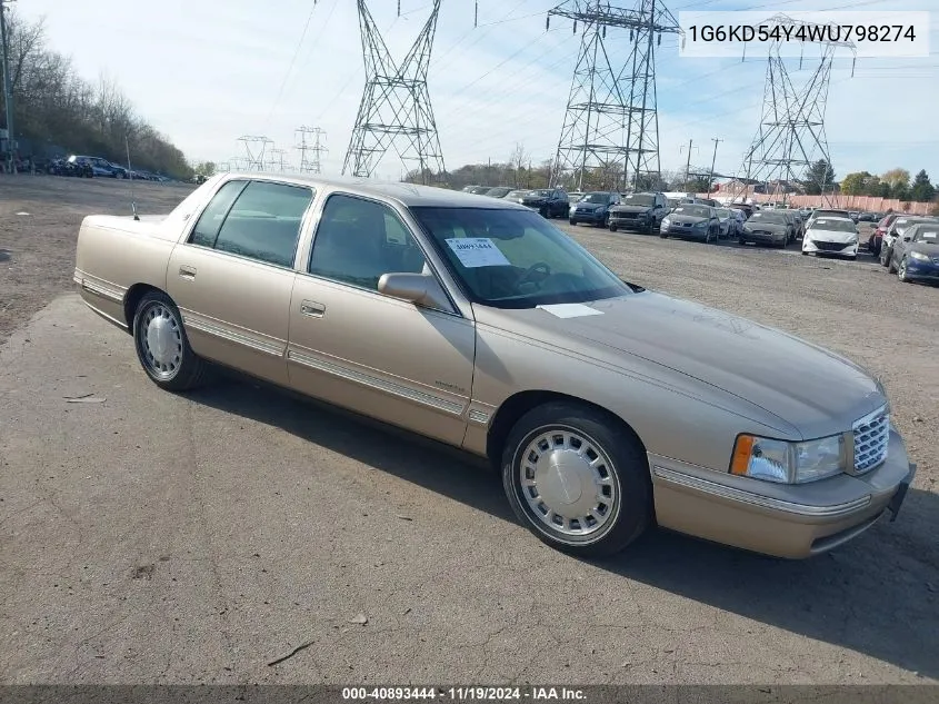 1998 Cadillac Deville Standard VIN: 1G6KD54Y4WU798274 Lot: 40893444