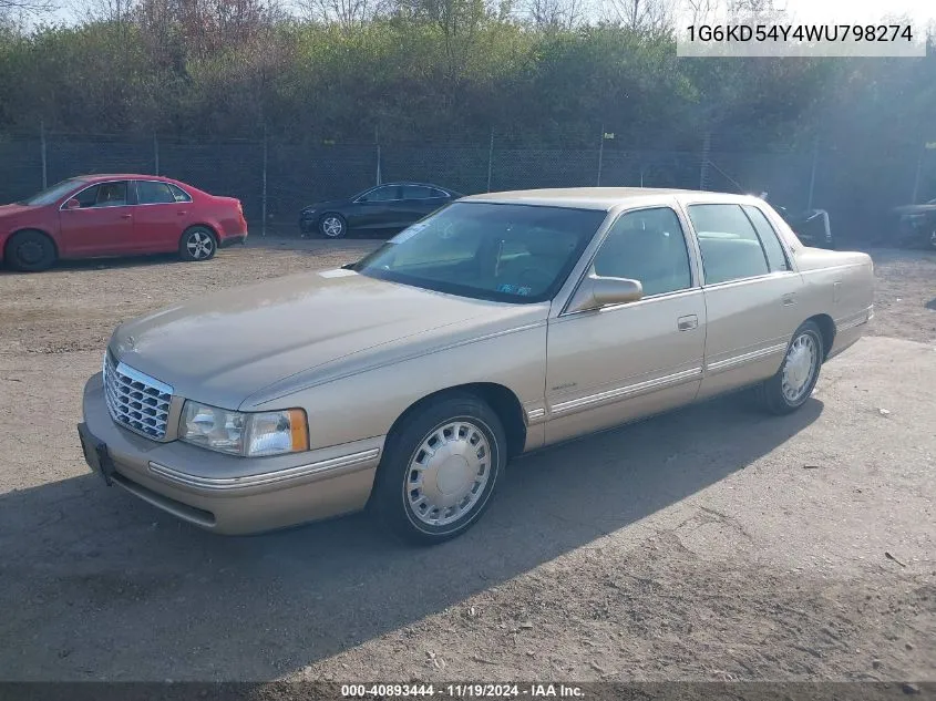 1998 Cadillac Deville Standard VIN: 1G6KD54Y4WU798274 Lot: 40893444