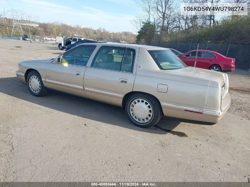 1998 Cadillac Deville Standard VIN: 1G6KD54Y4WU798274 Lot: 40893444
