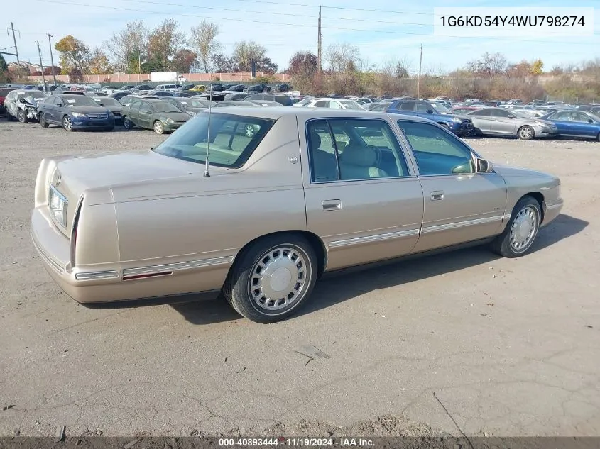 1998 Cadillac Deville Standard VIN: 1G6KD54Y4WU798274 Lot: 40893444