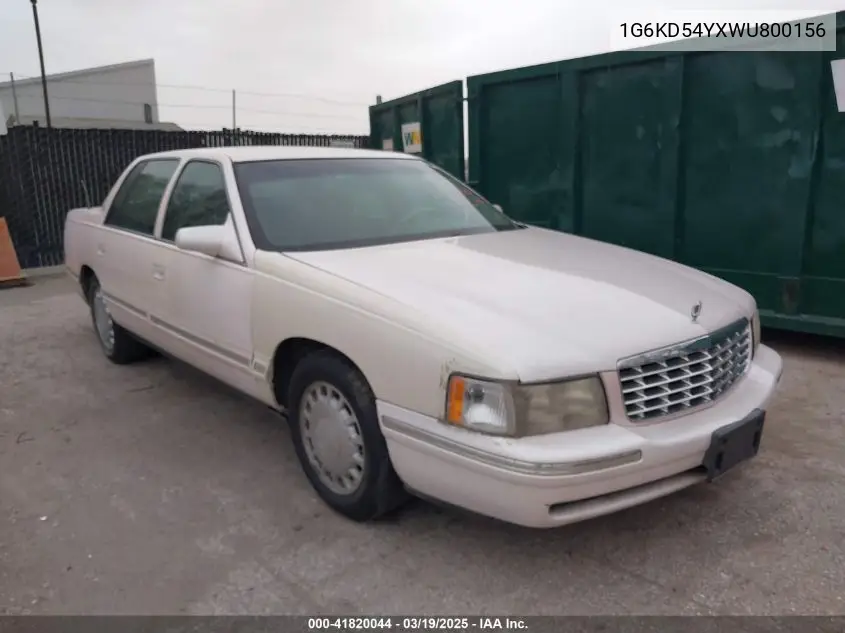 1998 Cadillac Deville Standard VIN: 1G6KD54YXWU800156 Lot: 41820044