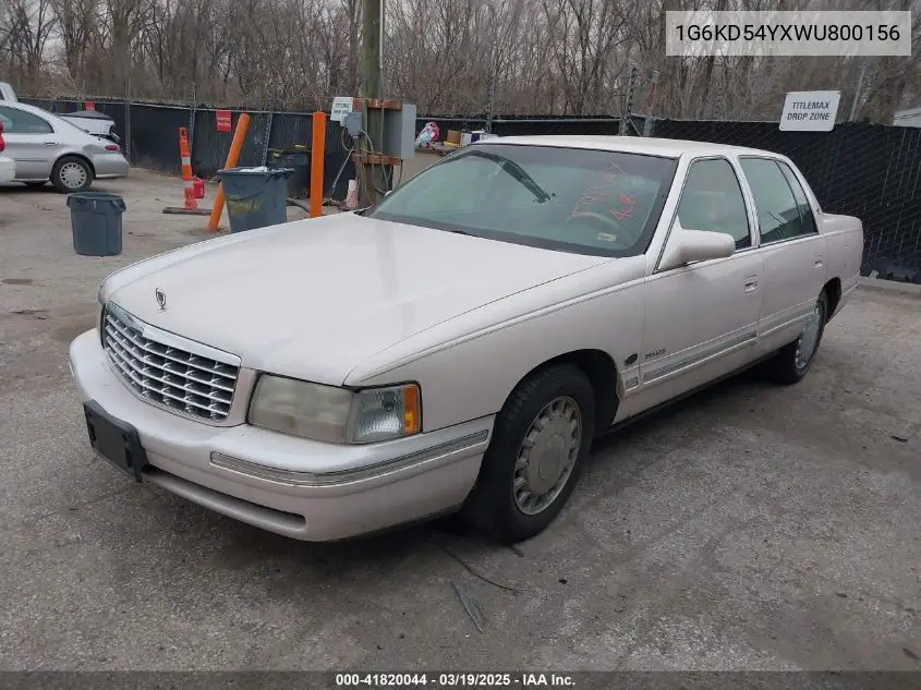 1998 Cadillac Deville Standard VIN: 1G6KD54YXWU800156 Lot: 41820044