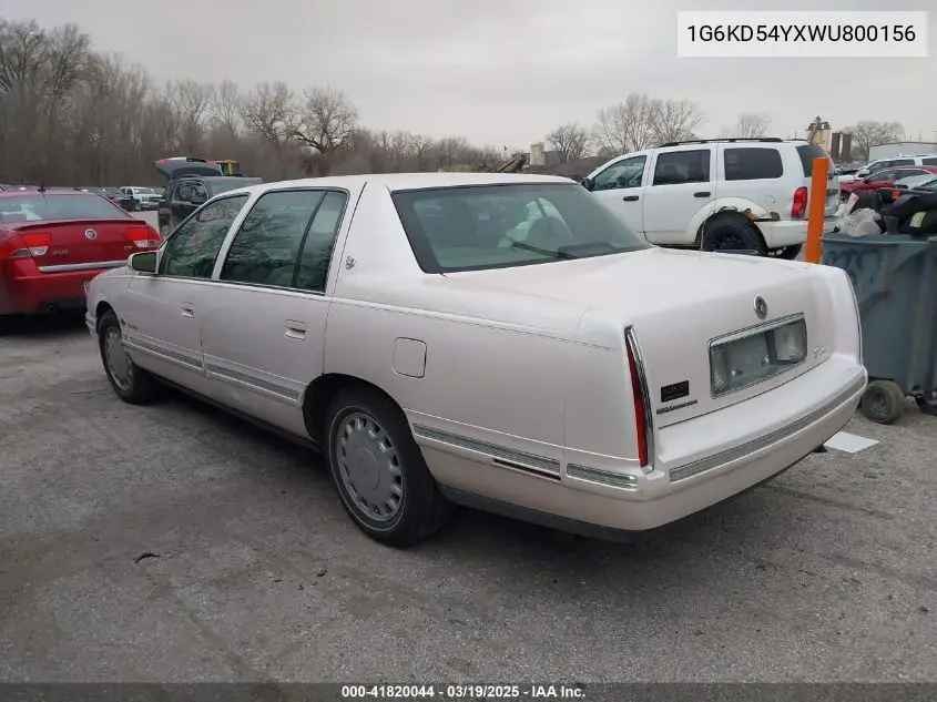1998 Cadillac Deville Standard VIN: 1G6KD54YXWU800156 Lot: 41820044
