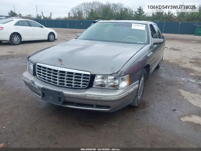 1998 Cadillac Deville Standard VIN: 1G6KD54Y3WU718026 Lot: 42008766