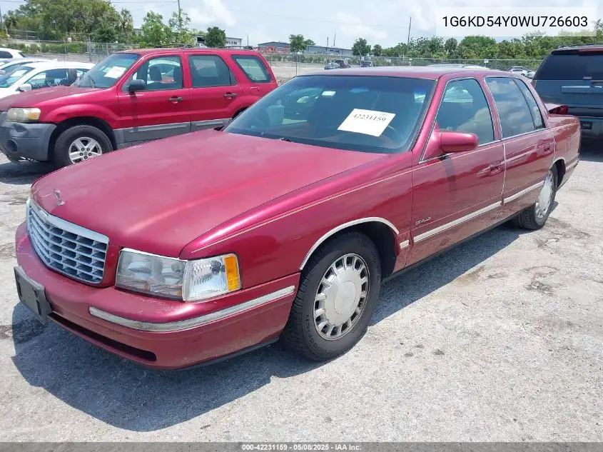 1998 Cadillac Deville Standard VIN: 1G6KD54Y0WU726603 Lot: 42231159
