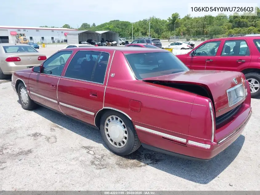 1998 Cadillac Deville Standard VIN: 1G6KD54Y0WU726603 Lot: 42231159
