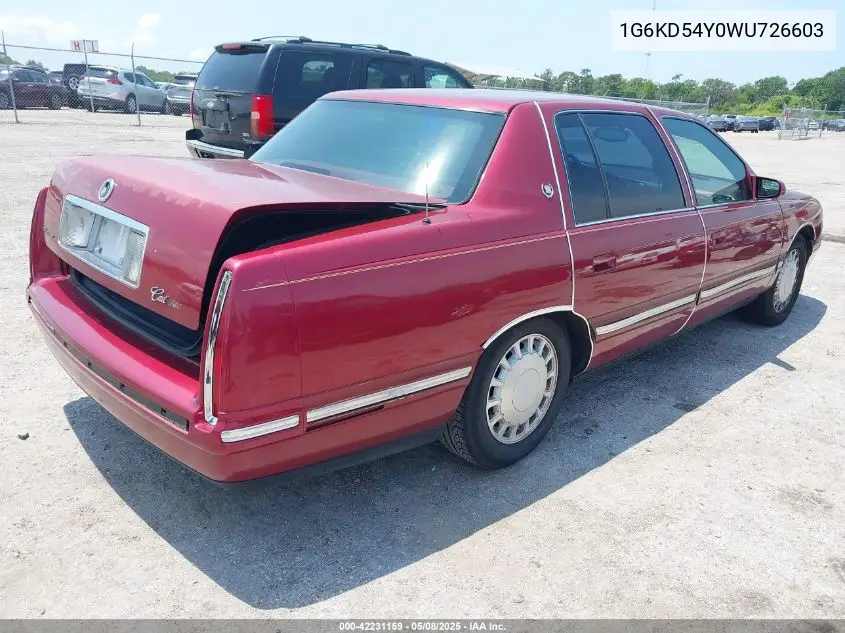 1998 Cadillac Deville Standard VIN: 1G6KD54Y0WU726603 Lot: 42231159