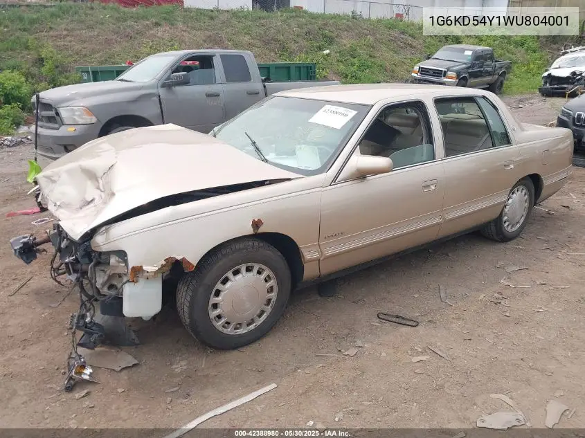 1998 Cadillac Deville Standard VIN: 1G6KD54Y1WU804001 Lot: 42388980