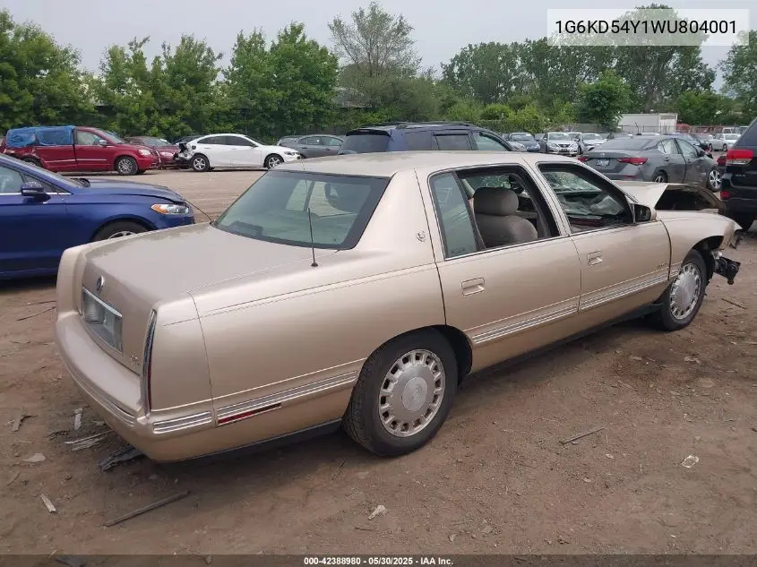 1998 Cadillac Deville Standard VIN: 1G6KD54Y1WU804001 Lot: 42388980