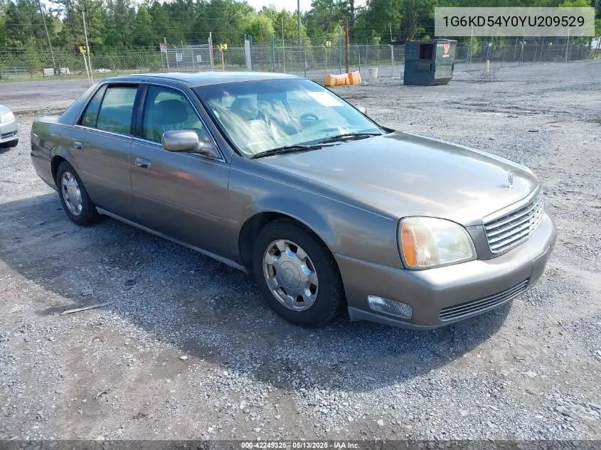 2000 Cadillac Deville Standard VIN: 1G6KD54Y0YU209529 Lot: 42249325
