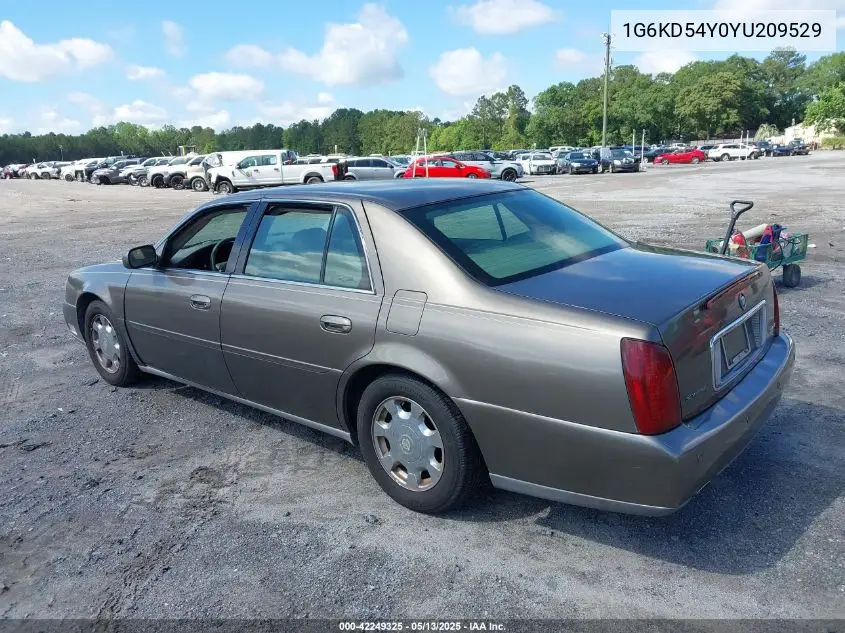 2000 Cadillac Deville Standard VIN: 1G6KD54Y0YU209529 Lot: 42249325
