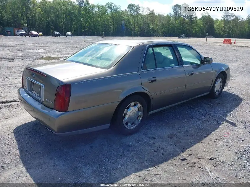 2000 Cadillac Deville Standard VIN: 1G6KD54Y0YU209529 Lot: 42249325