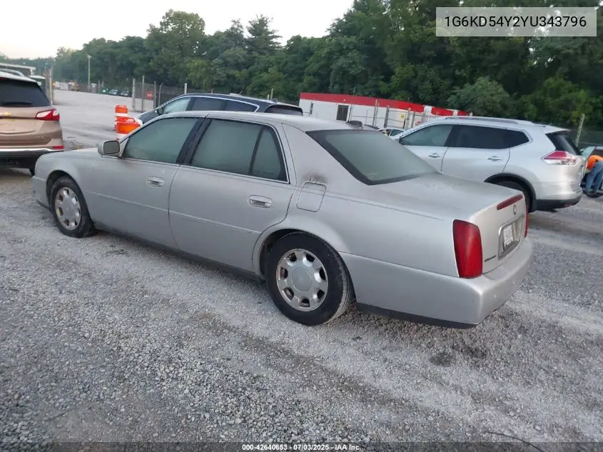 2000 Cadillac Deville Standard VIN: 1G6KD54Y2YU343796 Lot: 42640653
