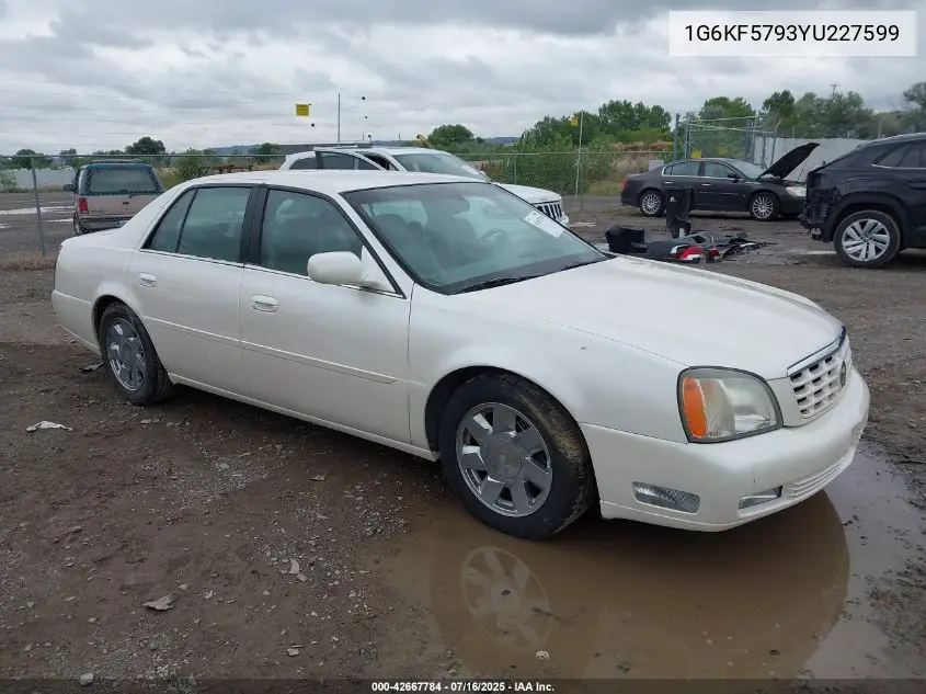 2000 Cadillac Deville Dts VIN: 1G6KF5793YU227599 Lot: 42667784