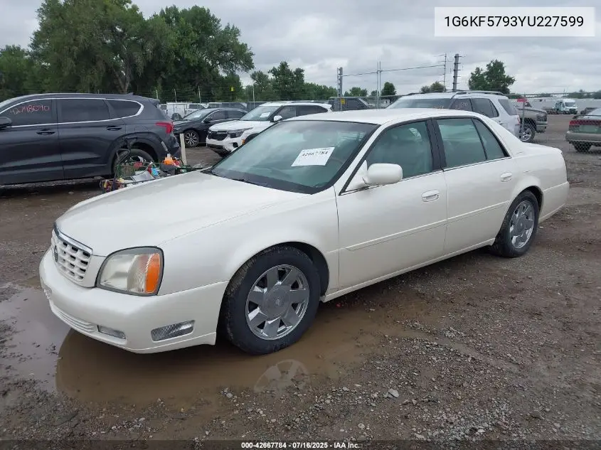 2000 Cadillac Deville Dts VIN: 1G6KF5793YU227599 Lot: 42667784
