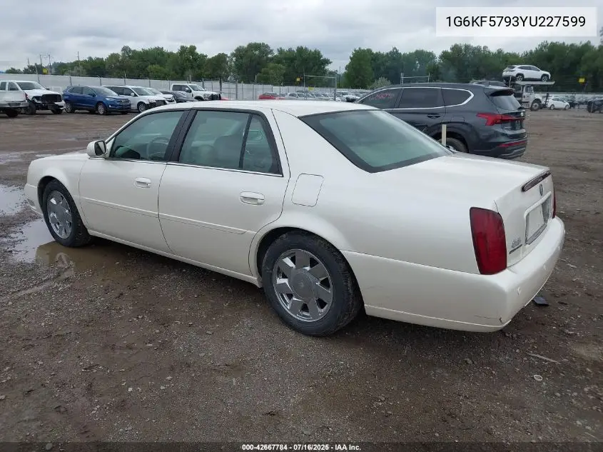 2000 Cadillac Deville Dts VIN: 1G6KF5793YU227599 Lot: 42667784