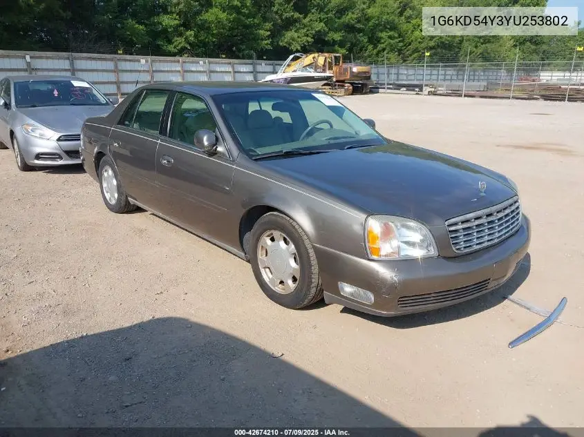2000 Cadillac Deville Standard VIN: 1G6KD54Y3YU253802 Lot: 42674210