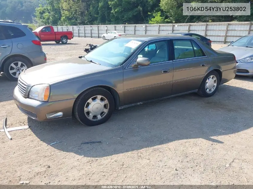 2000 Cadillac Deville Standard VIN: 1G6KD54Y3YU253802 Lot: 42674210