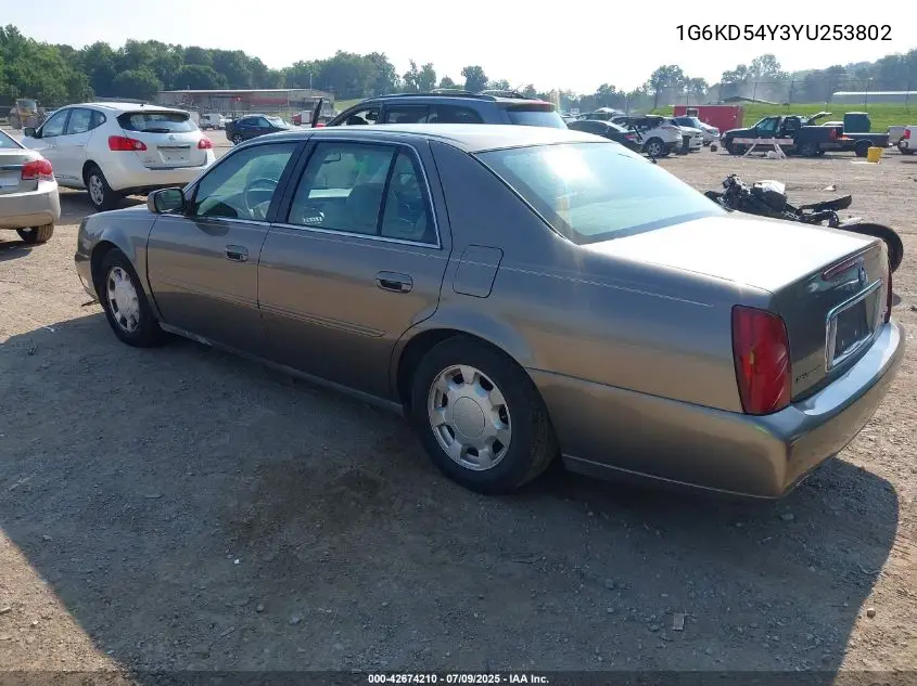 2000 Cadillac Deville Standard VIN: 1G6KD54Y3YU253802 Lot: 42674210