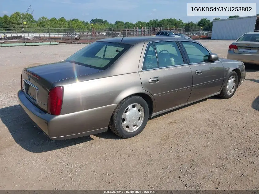 2000 Cadillac Deville Standard VIN: 1G6KD54Y3YU253802 Lot: 42674210