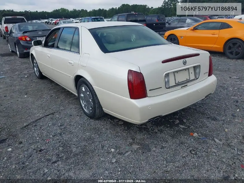 2000 Cadillac Deville Dts VIN: 1G6KF5797YU186894 Lot: 42708549
