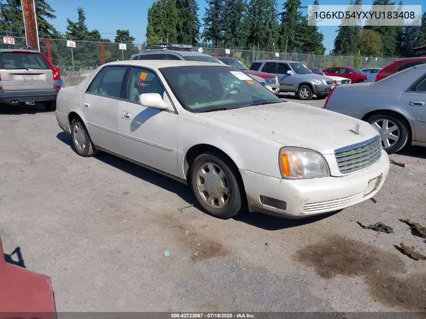 2000 Cadillac Deville VIN: 1G6KD54YXYU183408 Lot: 42723067