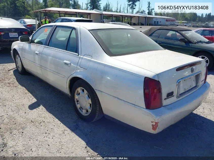 2000 Cadillac Deville VIN: 1G6KD54YXYU183408 Lot: 42723067