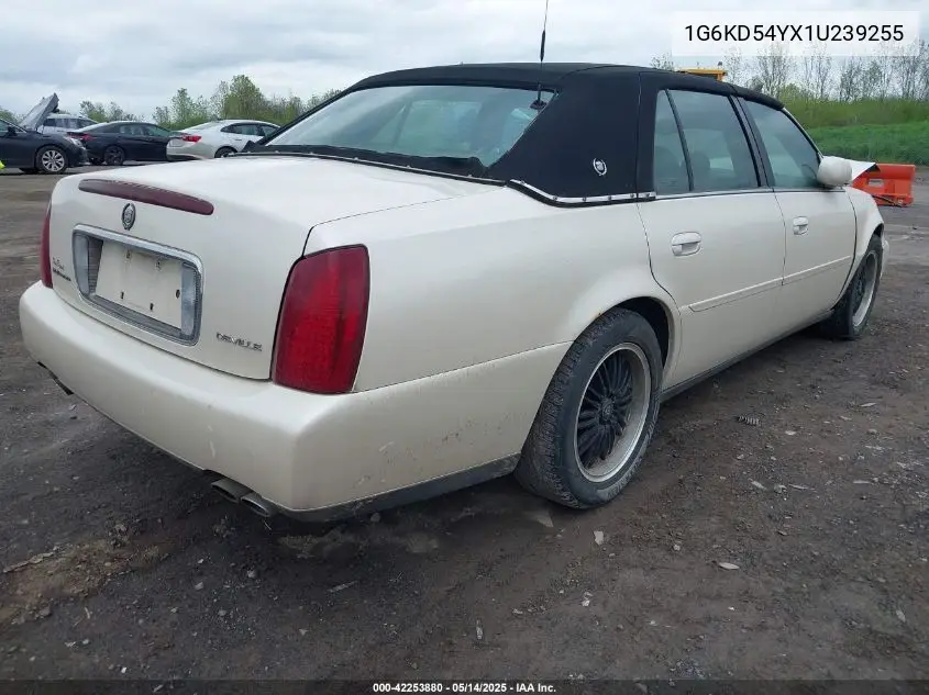 2001 Cadillac Deville Standard W/W20 VIN: 1G6KD54YX1U239255 Lot: 42253880