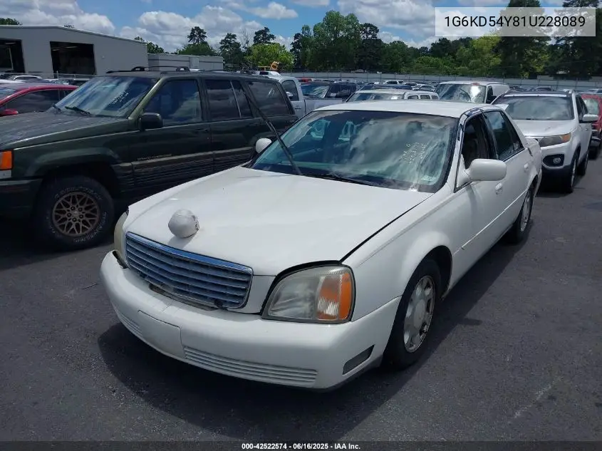 2001 Cadillac Deville Standard W/W20 VIN: 1G6KD54Y81U228089 Lot: 42522574